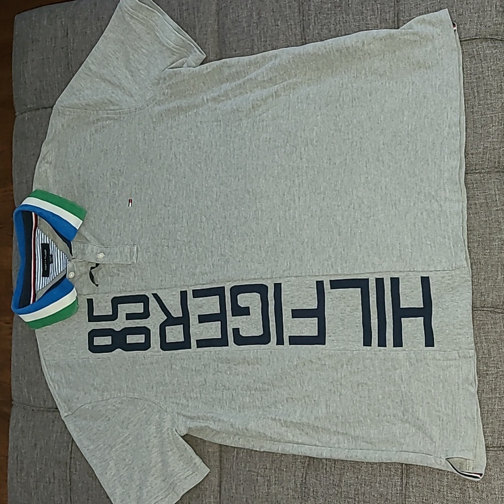 TOMMY HILFIGER POLO COLORBLOCK COLLAR Spell Out >HILFIGER‎ down the side